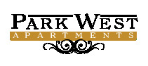 The image is a logo for Park West Apartments.